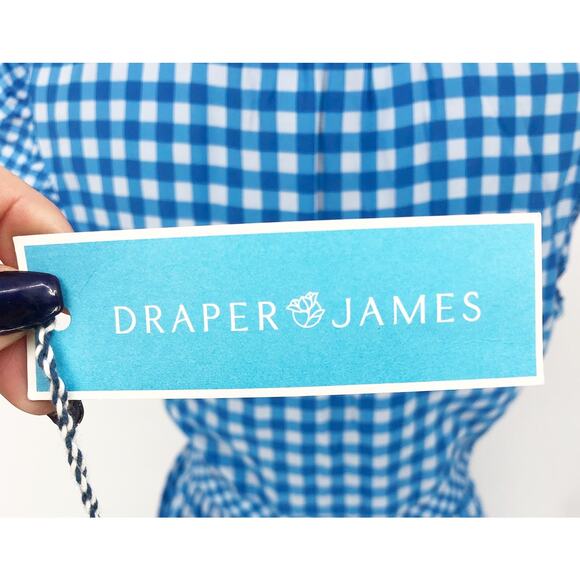 DRAPER JAMES Patio Shirtdress Size 10 Blue White Gingham Flutter Sleeve NWT - Picture 12 of 15